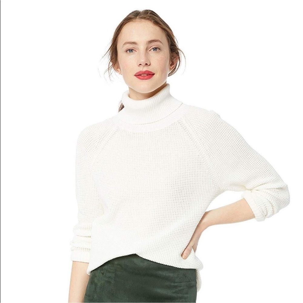 J.Crew Mercantile White Waffle Turtleneck L